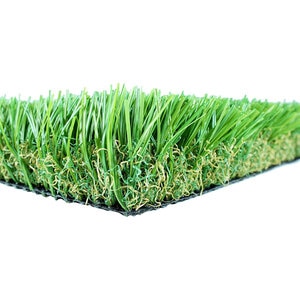 Bella Coastal Pro Synthetic Turf 87 oz. Face Weight (114 oz. Total) 2 in. Olive Green/Forest Green Blades Dry Yellow/Gern Green Thatching