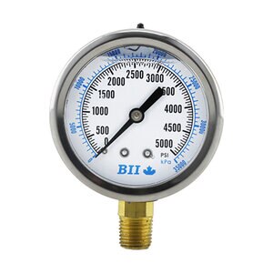 200 PSI 2-1/2 in. Face Liquid Fill Gauge