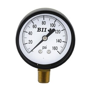 Boshart Pressure Gauge 2.5" dia. Black Steel Bottom Mount 0-160 psi Dry