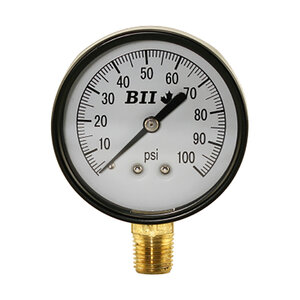 Boshart Pressure Gauge 2.5" dia. Black Steel Bottom Mount 0-100 psi Dry