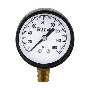 Boshart Pressure Gauge 2" dia. Black Steel Bottom Mount 0-160 psi Dry