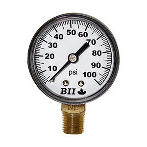 Boshart Pressure Gauge 2" dia. Plastic Bottom Mount 0-100 psi Dry
