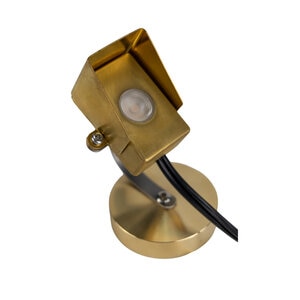 Brilliance Angler MiniBeam 400 Lumen 2700K 6W 36 Degree Brass assembled with 400 Brass Shield SS Stake and Weighted Brass Base