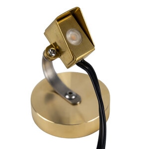 Brilliance Angler MiniBeam 90 Lumen 3000K 1.2W 36 Degree Brass assembled with 90/200 Brass Shield SS Stake and Weighted Brass Base