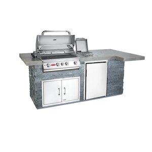 Bull Outdoor BBQ Grill Island with Sink in Rock