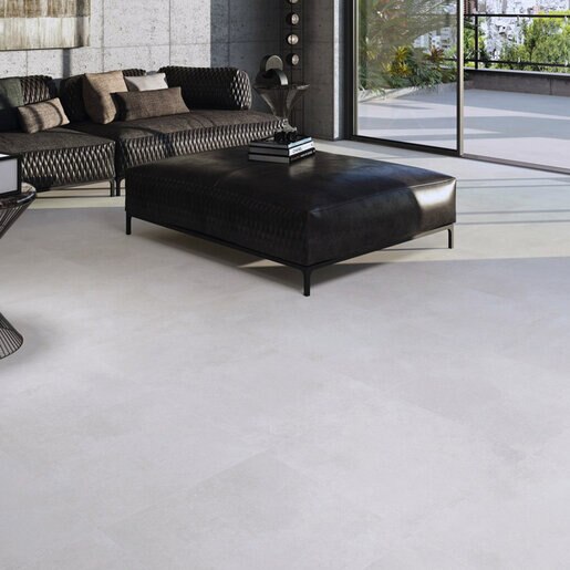 Enmon Tile Porcelain Arkety Step 12 in. X 24 in. Light Grey 2 cm (2 pc ...