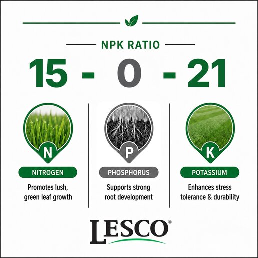 LESCO 15-0-21 75% CRN Turfgrass Granular Fertilizer 22.68 kg