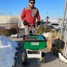 LESCO 80 lb. Ice Melt Spreader, High Output, Yellow Hopper, Agitation