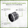 NDS PVC S&D/DWV Flexible Coupling Black 4 in. x 4 in. w/ SS Clamps