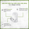 NDS PVC S&D Tee HUB x HUB x HUB White 3 in.