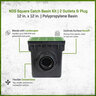 NDS Square Catch Basin Kit Green With Grate, 2 Outlets & Plug 12 in.