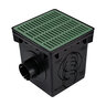 NDS Square Catch Basin Kit Green With Grate, 2 Outlets & Plug 12 in.
