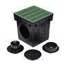 NDS Square Catch Basin Kit Green With Grate, 2 Outlets & Plug 12 in.
