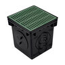 NDS Square Catch Basin Kit Green With Grate, 2 Outlets & Plug 12 in.