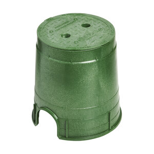 NDS 6 in. Round Standard Series Valve Box, 9 in. Height, Green Box, Green Irrigation Control Valve Cover