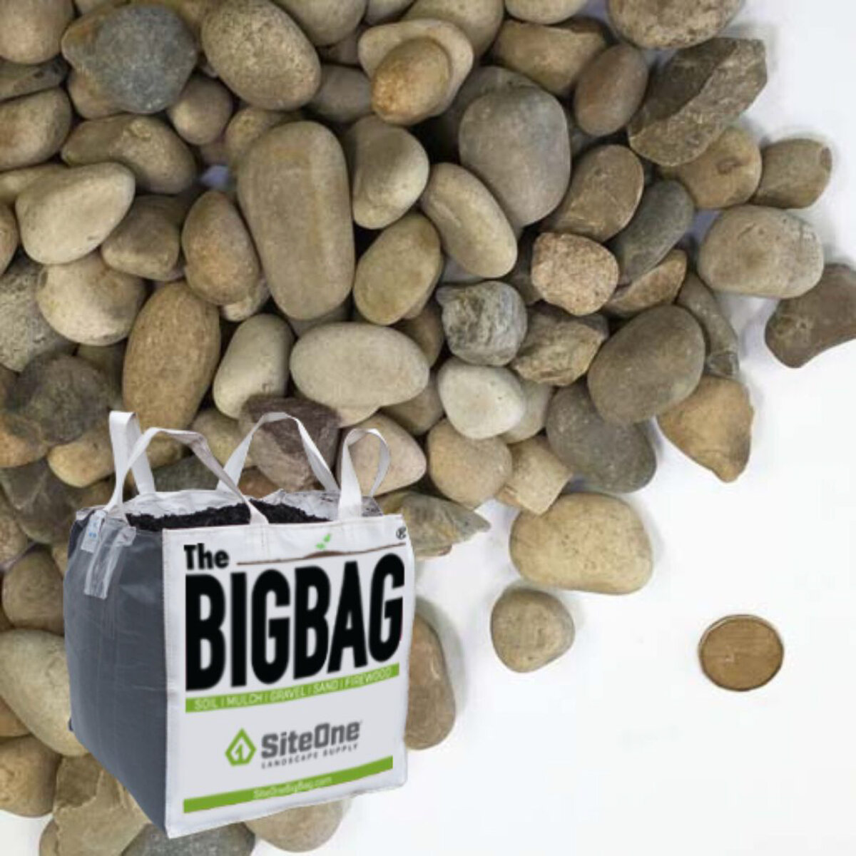 Washed Round Rock 40 mm BigBag | SiteOne CA