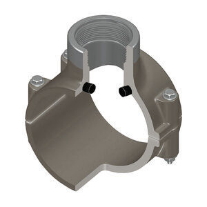 3 in. x 2 in. PVC Gray Clamp On Saddle X Sr Thread