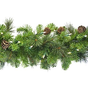 LED PRE-LIT GARLAND,9,120V,315 TIP,100 3500K LED,22AWG WIRE,