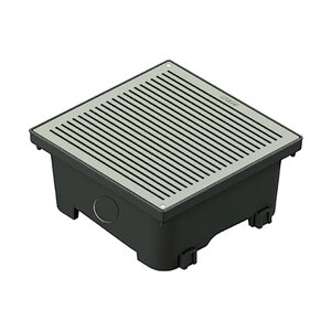 RELN Vortex Series 6 in. x 6 in. x 2.5 in. Stainless Steel Square Low Profile Drainage Catch Basin Kit