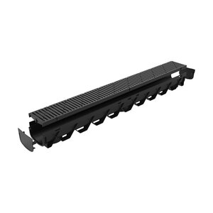 RELN Storm Mate 40in Low Profile Channel Drain Kit (4.75 W x 3.375 H) with Black Heel Guard Grate. Inclds. 2 x End Caps. 5 ton load.