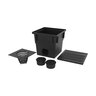 RELN 13in x 13in Catch Basin Kit - Black Includes Includes 2 x 4in Pipe Connectors, 2 x Plugs, 1 x Grate and 1 x Debris Basket (13in x 13in x 12in) Capacity: 22L