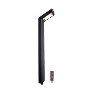 SOLID BRASS GUN METAL BLACK HOCKEY STICK PATH LIGHT G4 BI-PIN, INCLUDES 3W, 120DEG, 300LM, 3000K FLAT PANEL BI-PIN LED (CONNECTORS NOT INCLUDED)