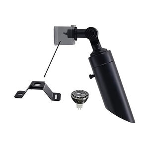 SOLID BRASS GUN METAL BLACK MR16 DOWN LIGHT INCLUDES TREE BRACKET, LOCKING NUT, HONEYCOMB LENS, SPRING SOCKET AND 50' OF 18/2 CABLE LEAD, INCLUDES LED MR16 3W 40DEG 3000K 380Lm (CONNECTORS NOT INCLUDED)