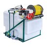 MK Rittenhouse 200 Gal Space Saver Sprayer AR403 Pump Honda Engine Hannay 12 Volt Power Reel, 300 ft. 1/2 in. Yellow Hose with LESCO Gun with 3 Nozzles