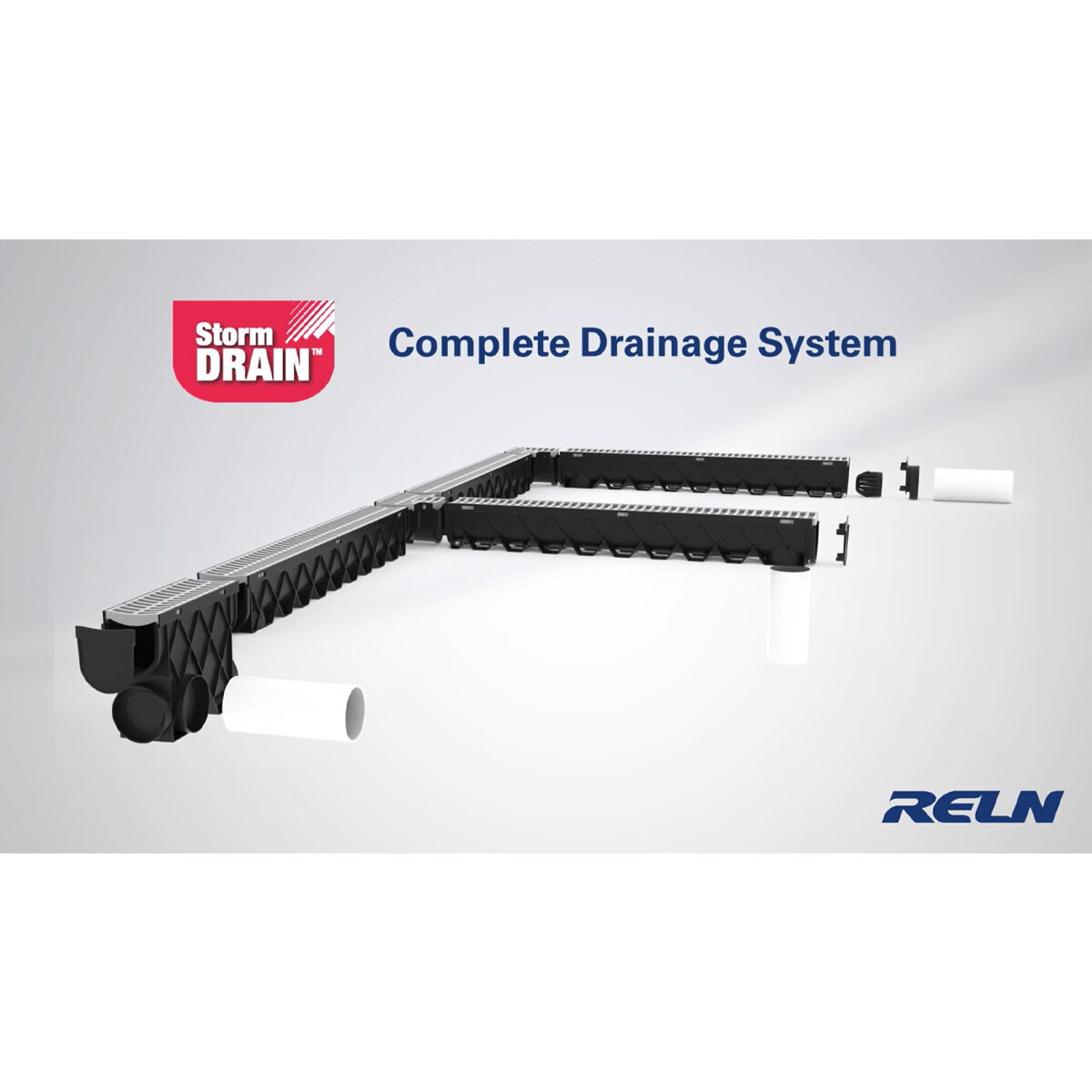 RELN Storm Drain 40in (4.75 W x 5 H) Channel Complete with Black Grate ...
