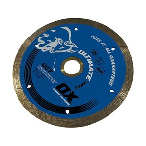 Ox Ultimate Continuous Rim Diamond Blade - Ceramics | Diameter: 4.5 in. / 114mm | Bore: 7/8 in. - 5/8 in. / 22mm - 15mm