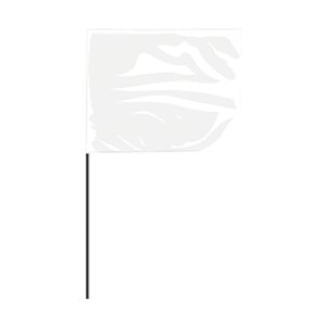 Presco Plain Marking Flag White 4 in. x 5 in. w/ 21 in. Steel Staff