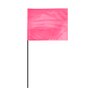 Presco Plain Marking Flag Pink Glo 4 in. x 5 in. w/ 21 in. Steel Staff
