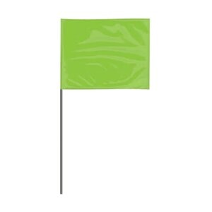Presco Plain Marking Flag Lime Glo 4 in. x 5 in. w/ 21 in. Steel Staff