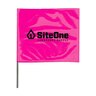 SiteOne Marking Flag Pink Glo 4 in. x 5 in. w/ 21 in. Steel Staff (100/Bundle)
