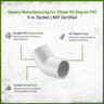 Elbow 45 Degree PVC 4 in. Socket