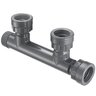 Spears 1 PVC 2-Port Manifold Tee Swivel X Mpt Sprs