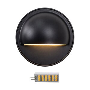 Striker 3.5 in. D Solid Brass Gun Metal Black Round Deck Light G4 Bi-Pin, includes 3W flat panel Bi-Pin , 300LM, 3000K LED (connectors not incl)