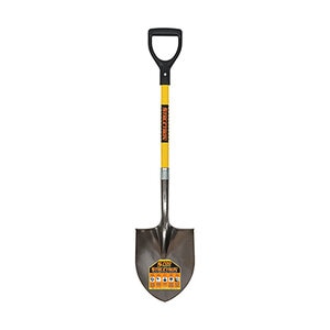 Structron Shovel, Round Point, 29 in. Yellow Fiberglass Handle, D-Grip