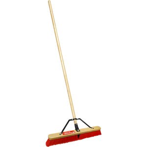 Corona Broom, Push - 24 in. - Dual Bristles - 60 in. Bamboo Handle