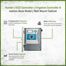 Hunter ICC2 Controller with flow, 8-station base model, gray metal wall mount cabinet