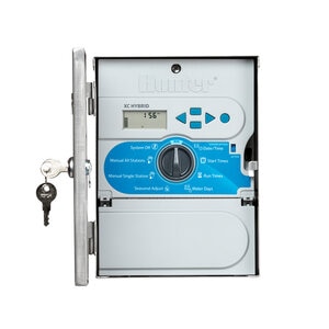 Hunter Hybrid 6 Station Outdoor Controller Stainless Steel w/Mounted Solar Panel