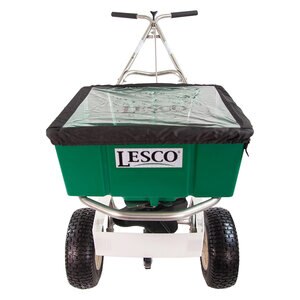 LESCO 80 lb. Ice Melt Spreader, High Output, Yellow Hopper, Agitation