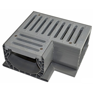 NDS Spee-D Channel Drain 90 degree Fitting with Grate Gray PVC