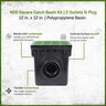 NDS Square Catch Basin Kit Green With Grate, 2 Outlets & Plug 12 in.