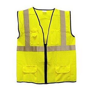 SAS Safety Vest - Class 2 - Surveyors - 2 in. Reflec. Tape - Yellow (ANSI/ISA 107 Class 2 Compliant) - L