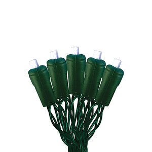 Seasonal Source 5MM LED Light Strand 70 Bulb.s 23.5 ft. Pure White Green Wire 4 in. Spacing