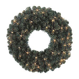 Seasonal Source 24 in. Wreath Prelit W/5mm Ww Lights;110 Tips