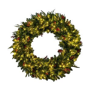 Seasonal Source Decorated Wreath Prelit 36 in.
