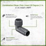 1 PVC Insert 90 Elbow Insert X Mpt Sprs