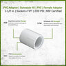 1-1/2 Female Adapter PVC 1-1/2 in. Socket x Fipt